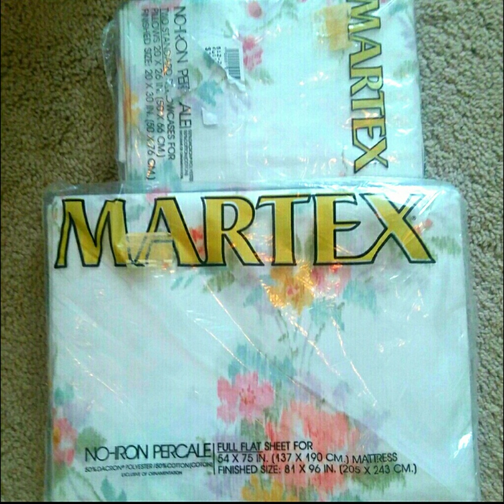 Vtg Martex Full Flat And 2 Cases - Picture 2 of 3